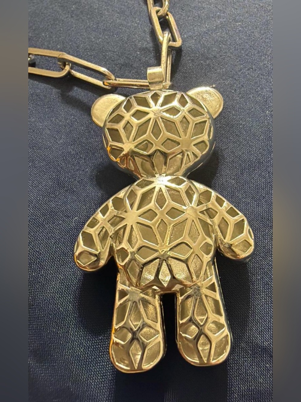 Geometric Gold Teddy Bear Pendant Necklace - Women Jewelry Necklaces